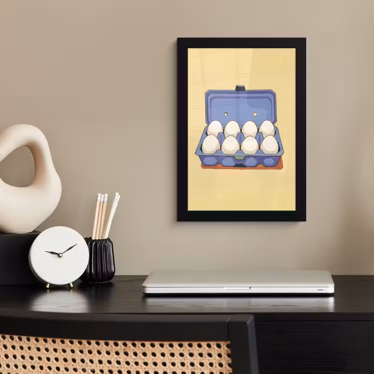 Poster met lijst - Eieren - Doos - Minimalistisch - Blauw — 3