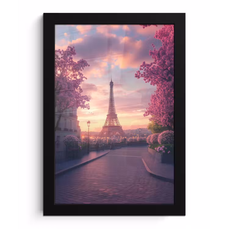 Poster met lijst - Eiffeltoren - Parijs - Roze — 1