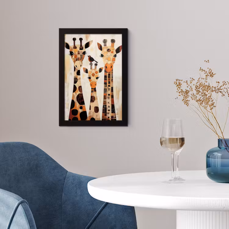 Poster met lijst - Giraffen - Cartoon - Crème — 2