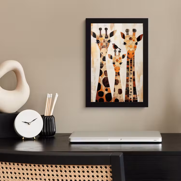 Poster met lijst - Giraffen - Cartoon - Crème — 3