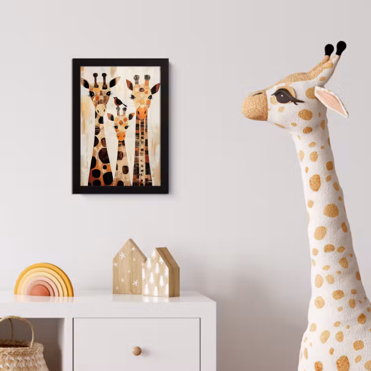 Poster met lijst - Giraffen - Cartoon - Crème — 5