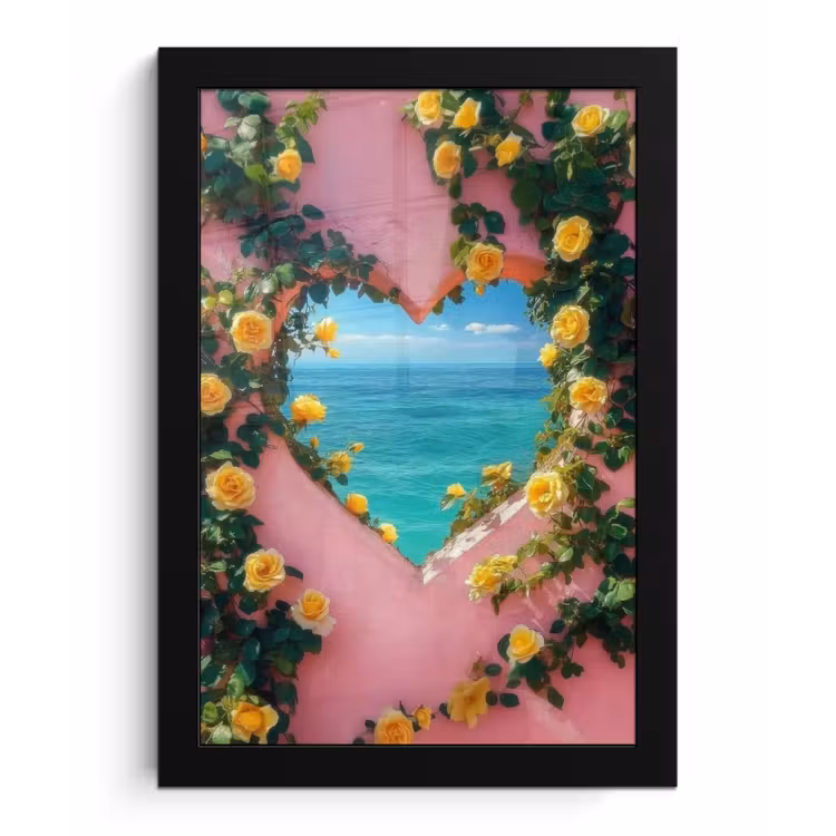 Poster met lijst - Hart - Zee - Muur — 1
