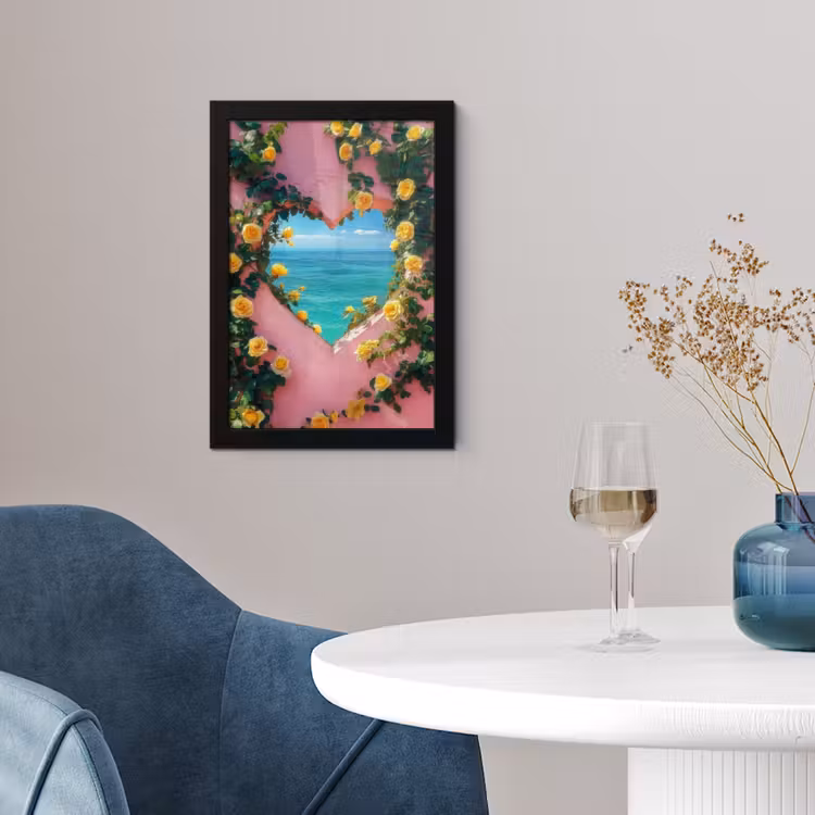 Poster met lijst - Hart - Zee - Muur — 2