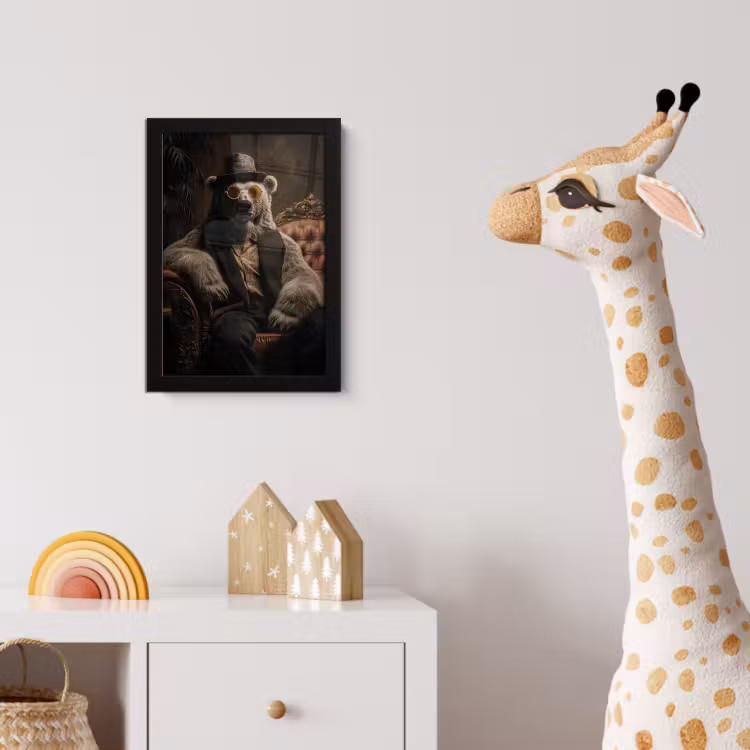 Poster met lijst - Ijsbeer - Hoed - Bril - Stoel — 5