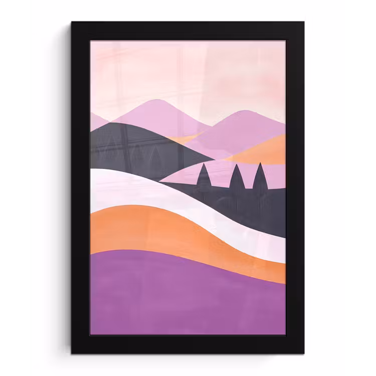 Poster met lijst - Abstract - Heuvels - Bomen - Groen — 1