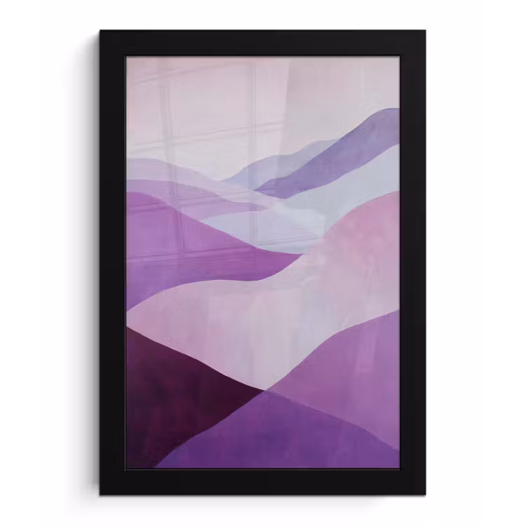 Poster met lijst - Abstract - Heuvels - Landschap - Paars — 1