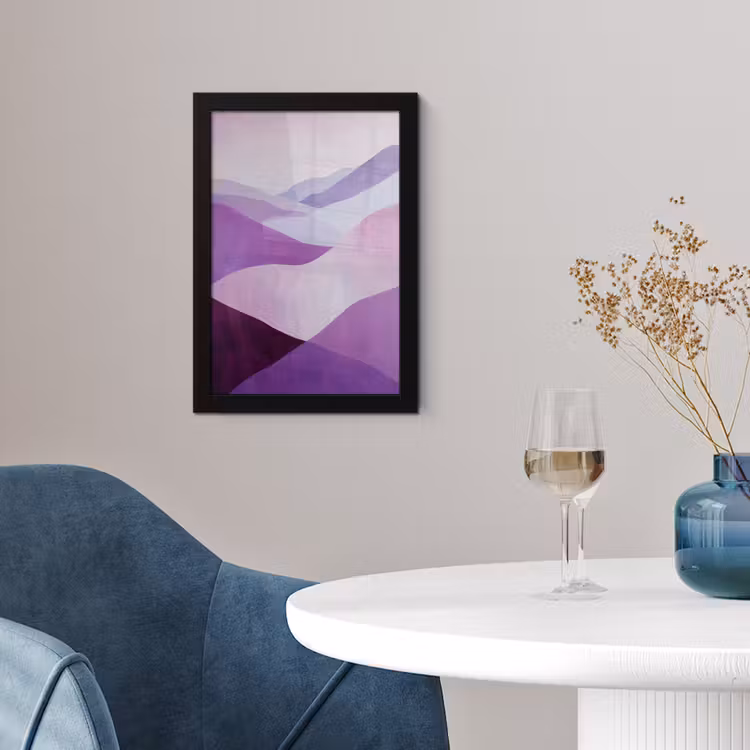 Poster met lijst - Abstract - Heuvels - Landschap - Paars — 2