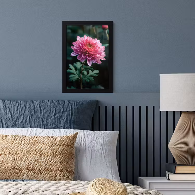 Poster met lijst - Blad - Chrysant - Roze - Schaduw — 4