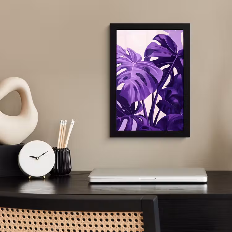 Poster met lijst - Bladeren - Paars - Tropisch - Abstract — 3