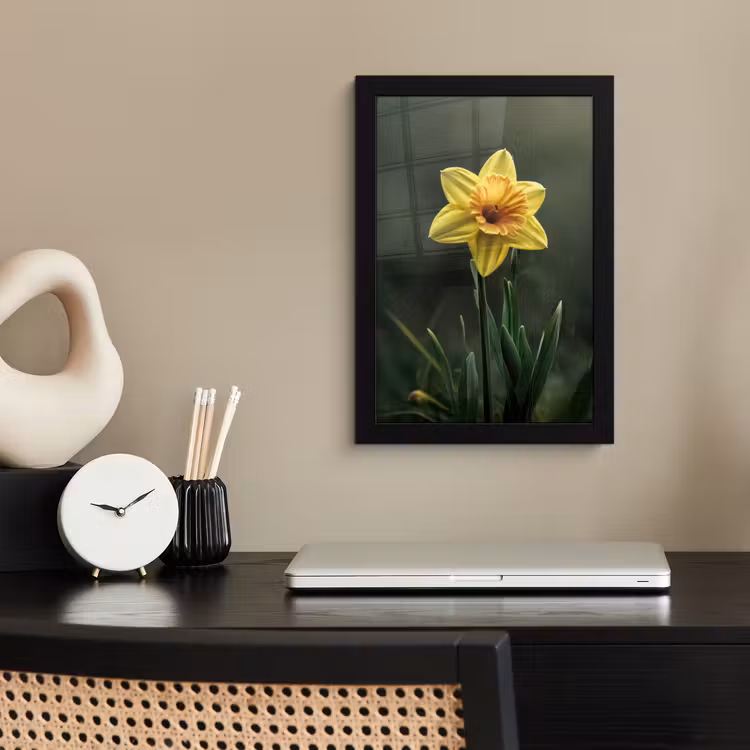 Poster met lijst - Bloem - Narcis - Gras - Geel — 3