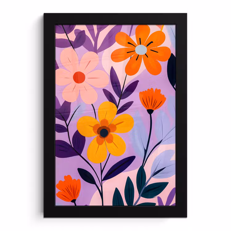 Poster met lijst - Bloemen - Kleurrijk - Bladeren — 1