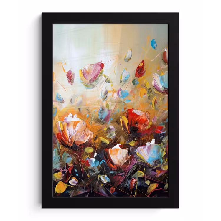 Poster met lijst - Bloemen - Kunst - Natuur - Olieverf — 1