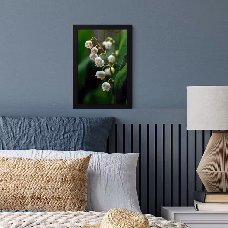 Poster met lijst - Bloemen - Wit - Bladeren - Lelietjes — 4