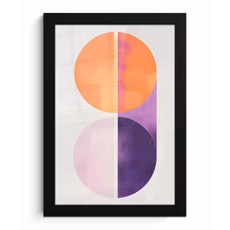 Poster met lijst - Cirkels - Abstract - Paars — 1