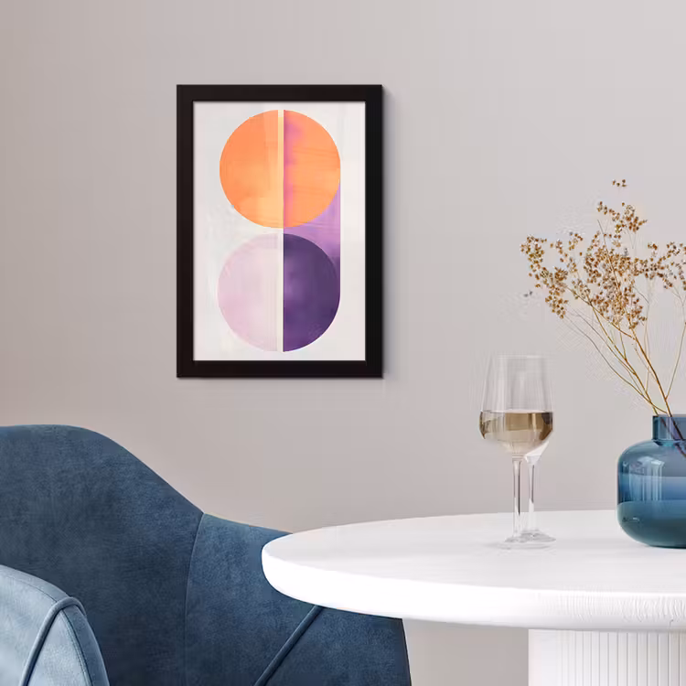 Poster met lijst - Cirkels - Abstract - Paars — 2