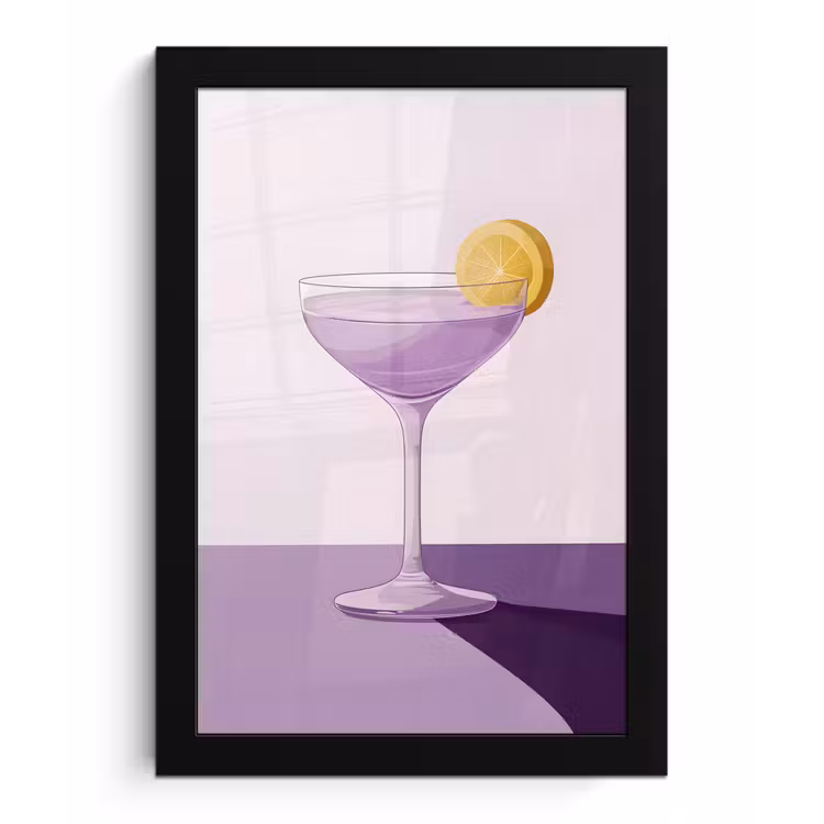 Poster met lijst - Cocktail - Paars - Minimalistisch - Citroen — 1