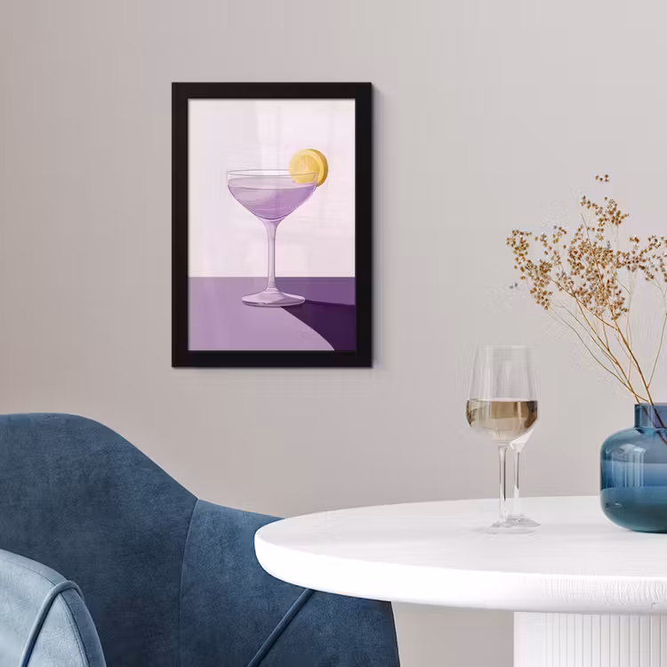 Poster met lijst - Cocktail - Paars - Minimalistisch - Citroen — 2
