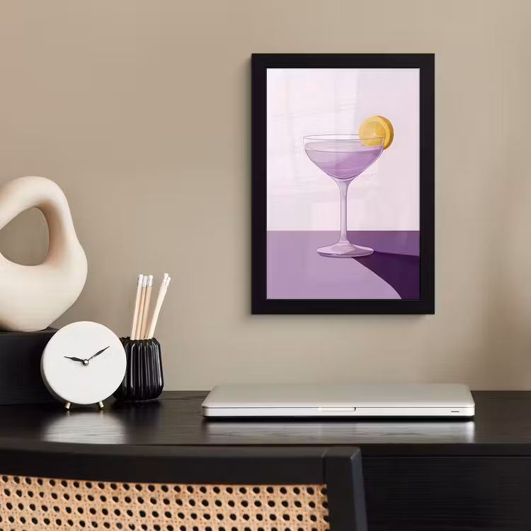 Poster met lijst - Cocktail - Paars - Minimalistisch - Citroen — 3