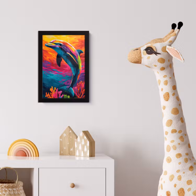 Poster met lijst - Dolfijn - Kleurrijk - Oceaan - Koraal — 5