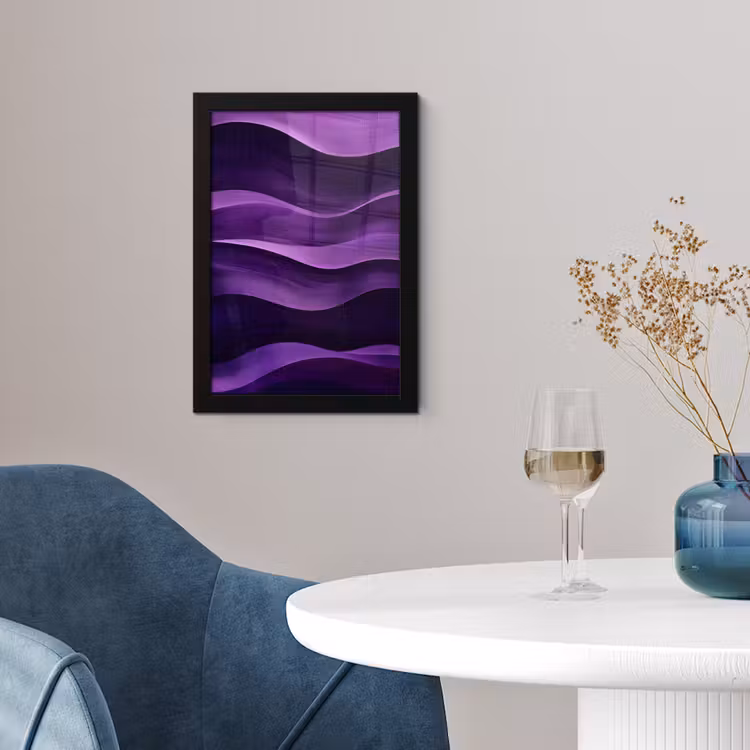 Poster met lijst - Golven - Abstract - Paars — 2
