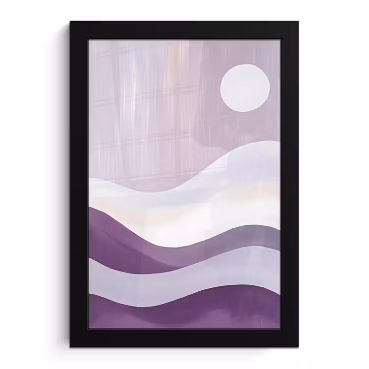 Poster met lijst - Golven - Heuvels - Abstract - Paars — 1