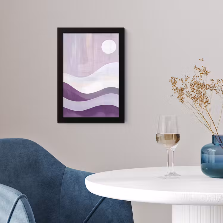 Poster met lijst - Golven - Heuvels - Abstract - Paars — 2