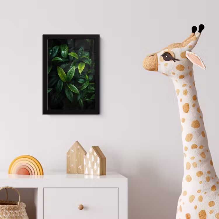 Poster met lijst - Bladeren - Regendruppels - Licht - Groen — 5