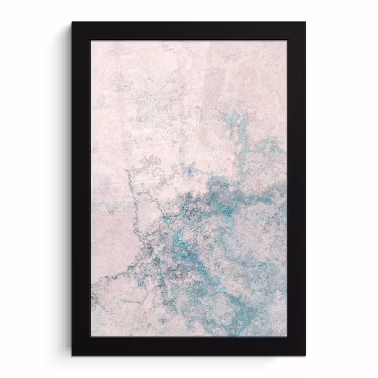 Poster met lijst - Cement - Beton - Retro - Industrieel - Wit - Blauw — 1