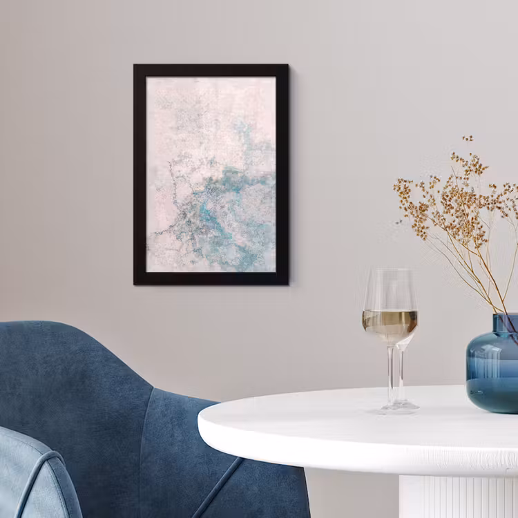 Poster met lijst - Cement - Beton - Retro - Industrieel - Wit - Blauw — 2