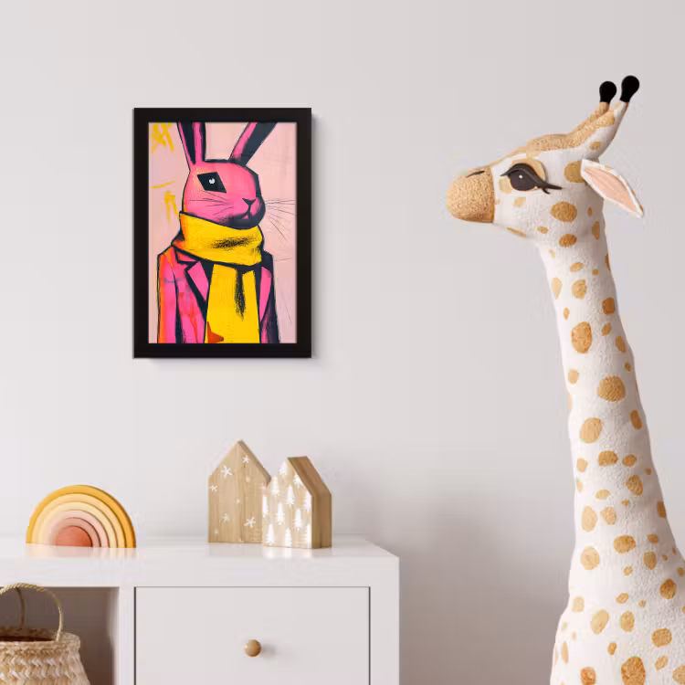 Poster met lijst - Abstract - Konijn - Sjaal - Geel — 5