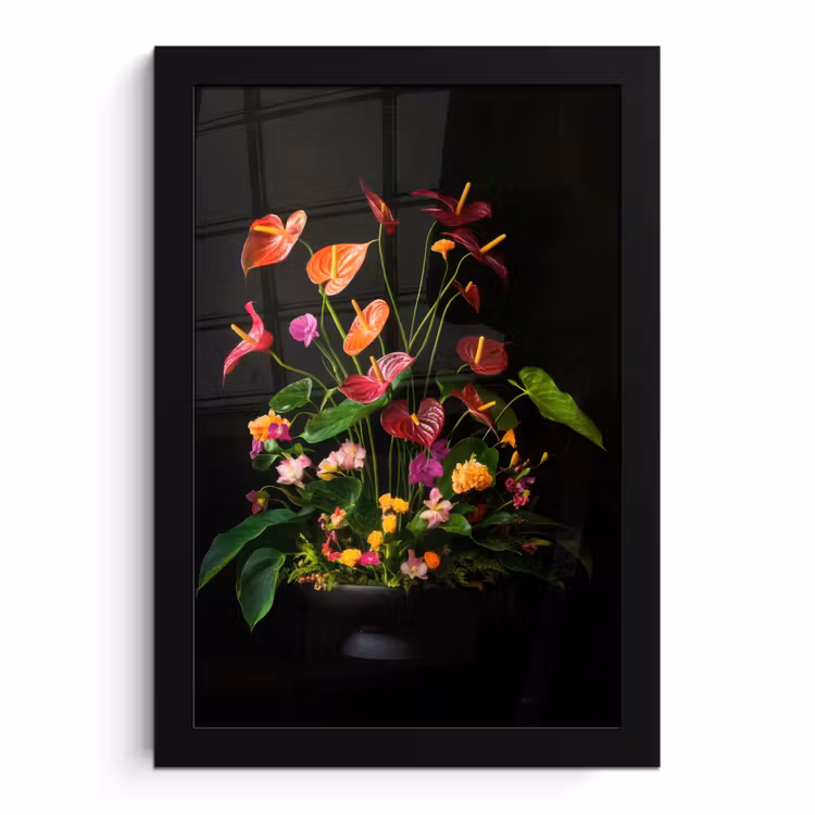 Poster met lijst - Bloemen - Vaas - Kleurrijk — 1