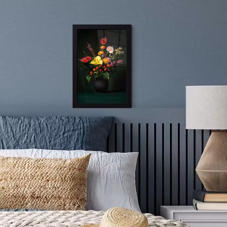 Poster met lijst - Bloemen - Vaas - Zwart — 4