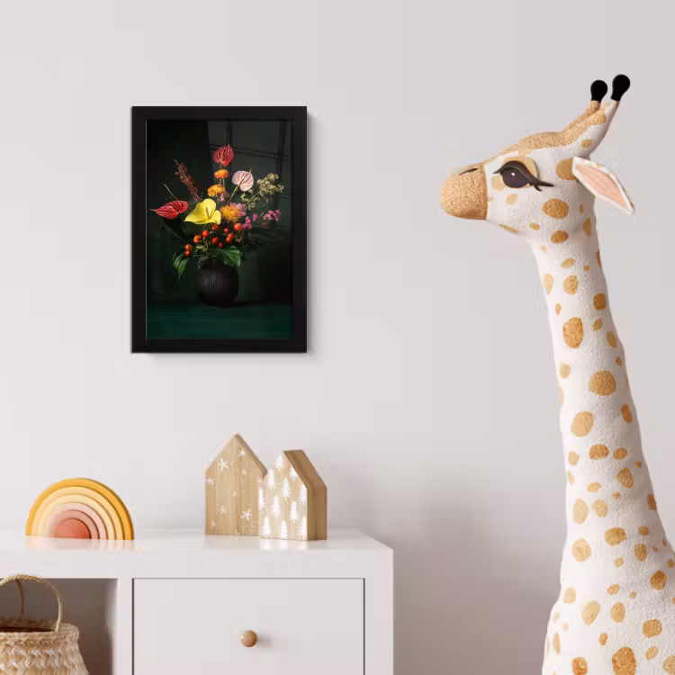 Poster met lijst - Bloemen - Vaas - Zwart — 5