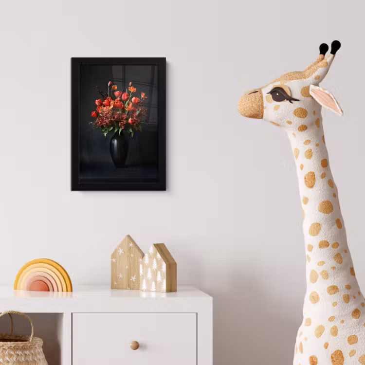Poster met lijst - Boeket - Tulpen - Vaas - Rood — 5
