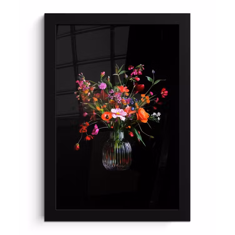 Poster met lijst - Boeket - Veldbloemen - Vaas — 1