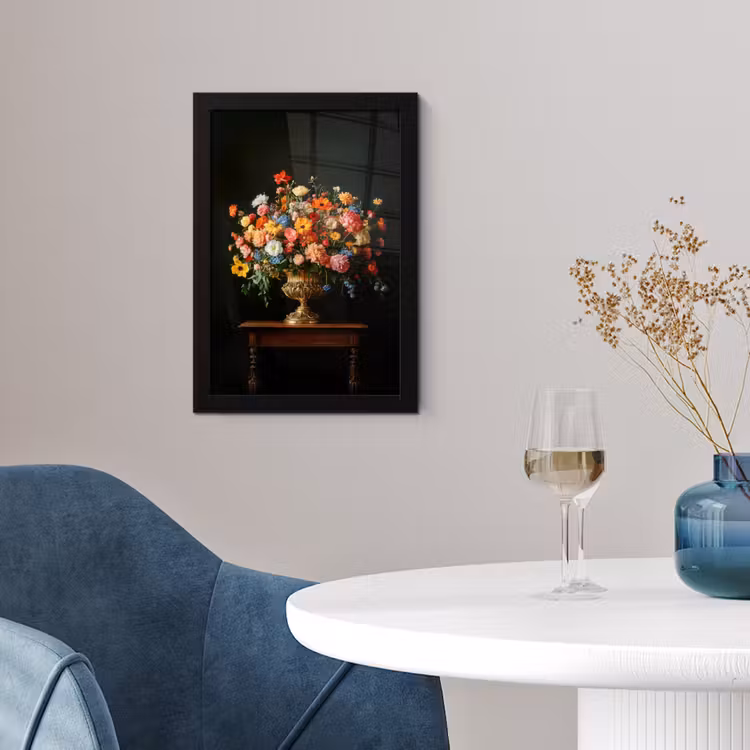 Poster met lijst - Goud - Bloemen - Kleuren - Vaas — 2