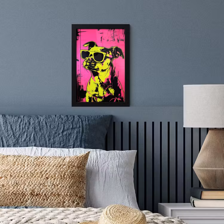 Poster met lijst - Hond - Zonnebril - Roze - Art — 4