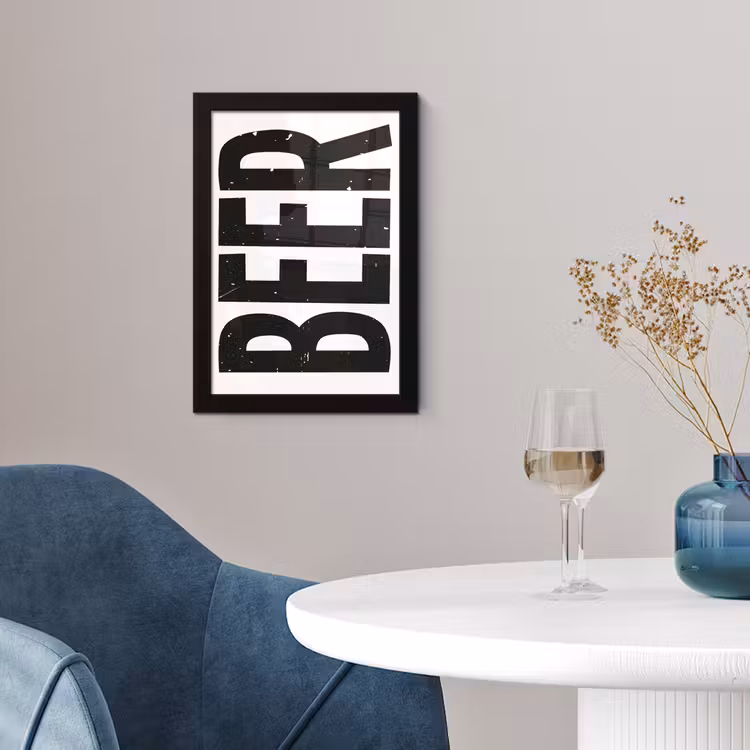 Poster met lijst - Bier - Japandi - Decoratie - Zwart — 2