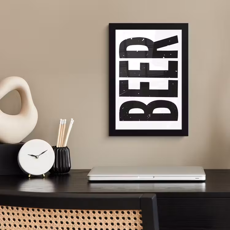 Poster met lijst - Bier - Japandi - Decoratie - Zwart — 3