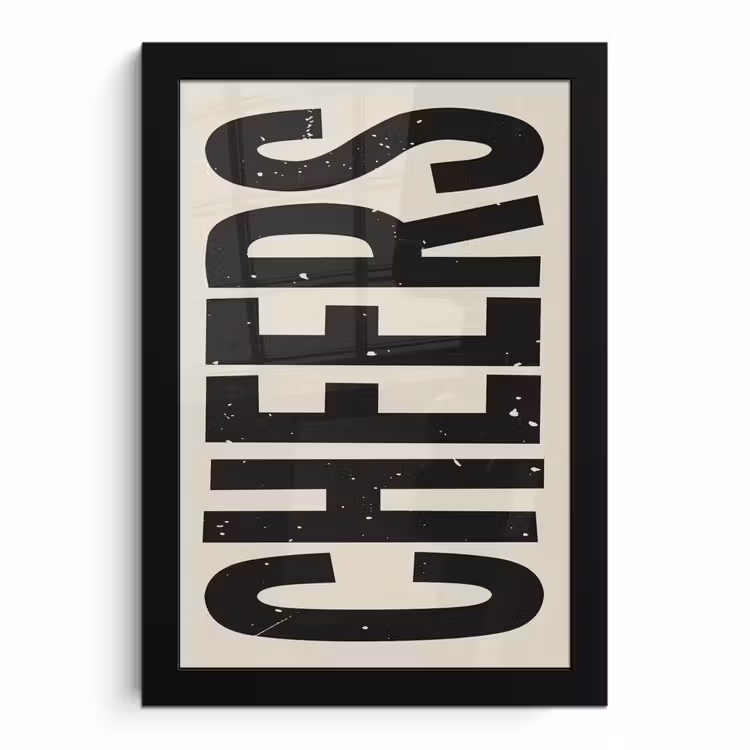 Poster met lijst - Cheers - Japandi - Zwart - Letters — 1