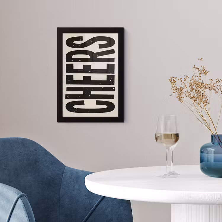 Poster met lijst - Cheers - Japandi - Zwart - Letters — 2