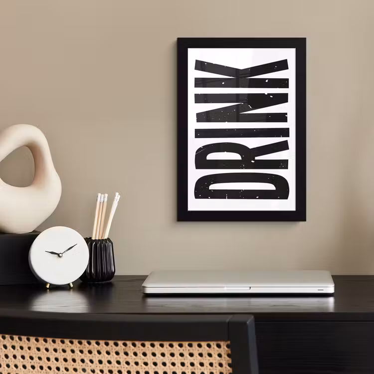 Poster met lijst - Drink - Zwart - Wit - Decoratie — 3