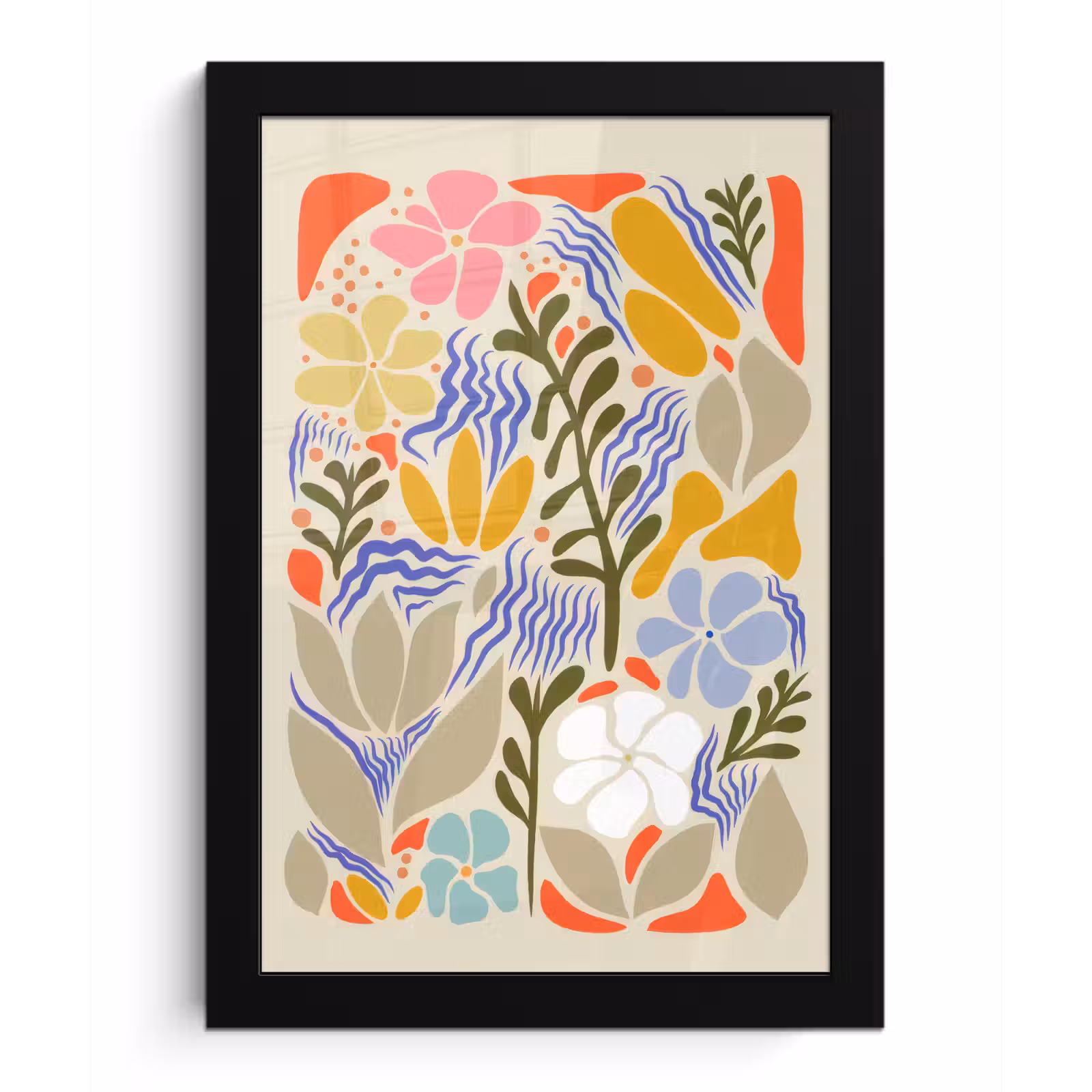 Poster met lijst - Abstract - Bloemen - Bladeren — 1
