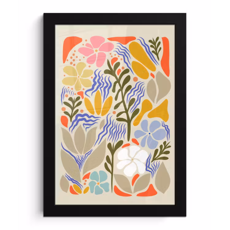 Poster met lijst - Abstract - Bloemen - Bladeren — 1