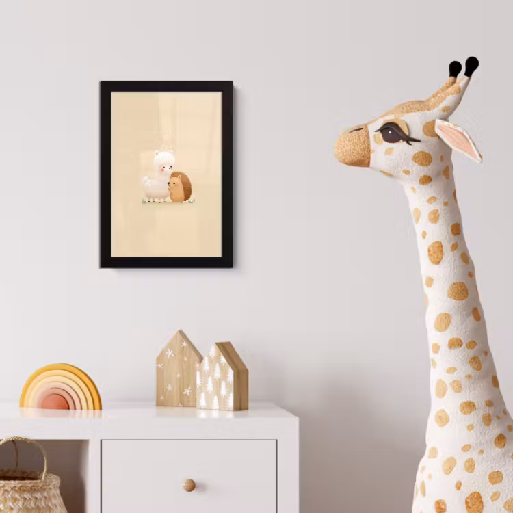 Poster met lijst - Alpaca - Egel - Bruin - Knuffelen — 5