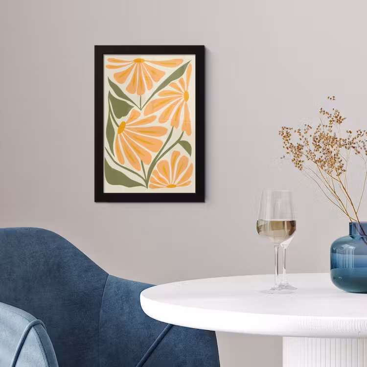Poster met lijst - Blaadjes - Zachtoranje - Bloemen — 2