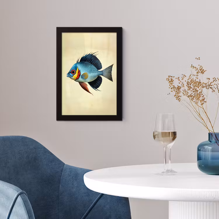 Poster met lijst - Blauw - Kieuwen - Vis - Illustratie — 2