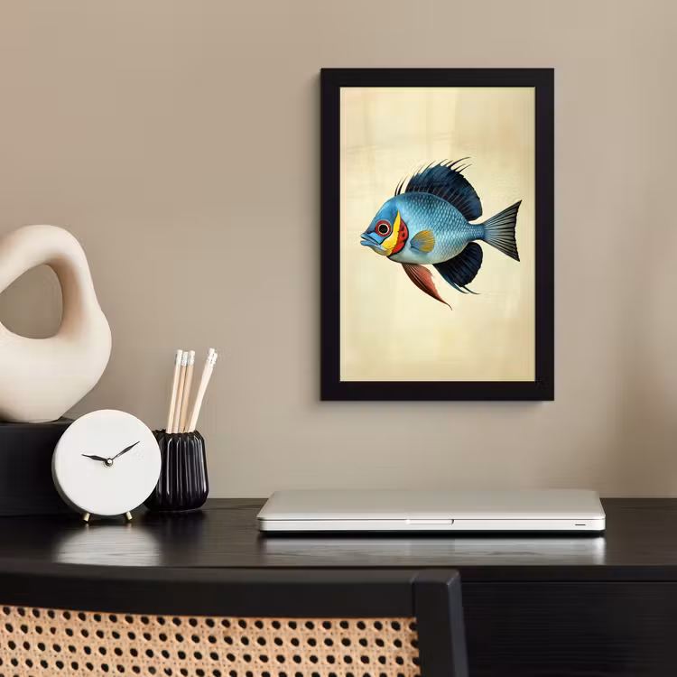 Poster met lijst - Blauw - Kieuwen - Vis - Illustratie — 3