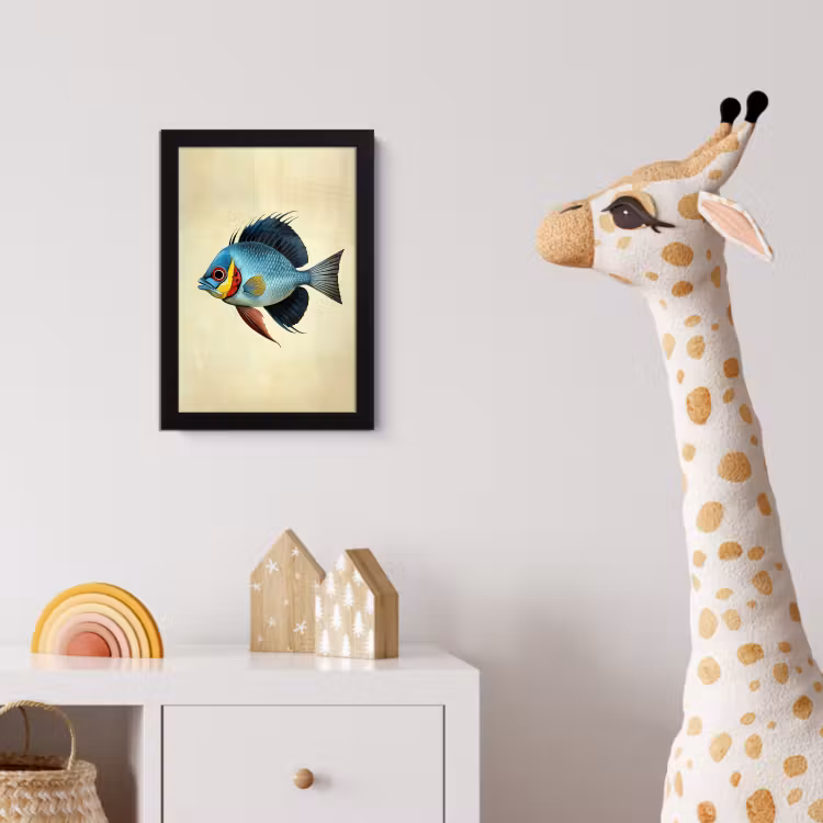 Poster met lijst - Blauw - Kieuwen - Vis - Illustratie — 5