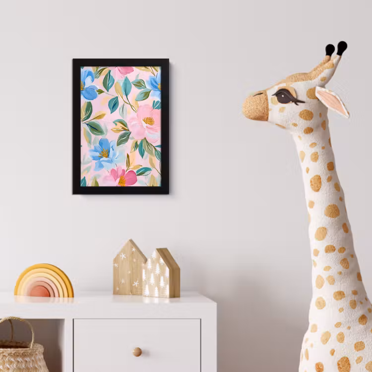 Poster met lijst - Blauw - Roze - Bloemen — 5